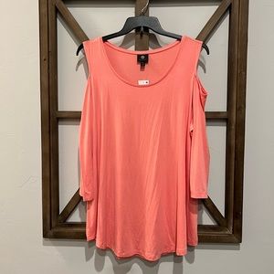 JM Collection 2X Tunic Style Coral NWT COLD SHOULDER